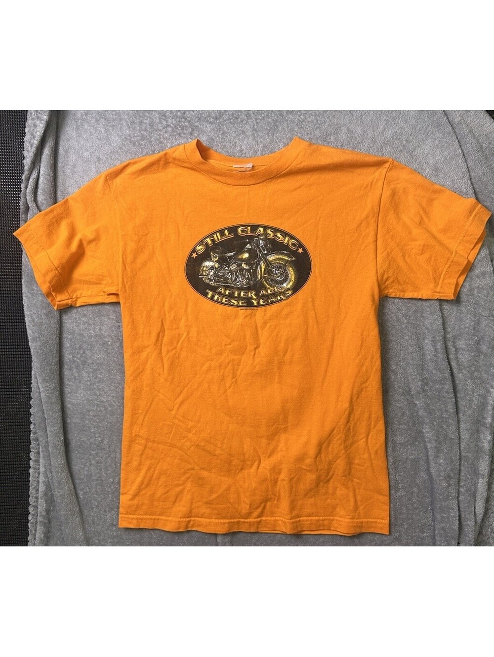 2008 Biker Motorcycle T Shirt Orange The Biker Boutique Y2K Graphic Tee Medium